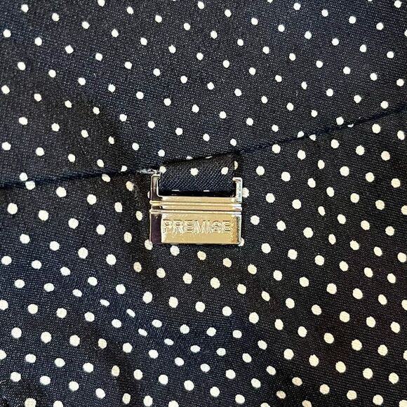 Premise Polka Dot Dark Navy and Cream Ombré Look Tummy Control Bengaline Pants S - Picture 7 of 13